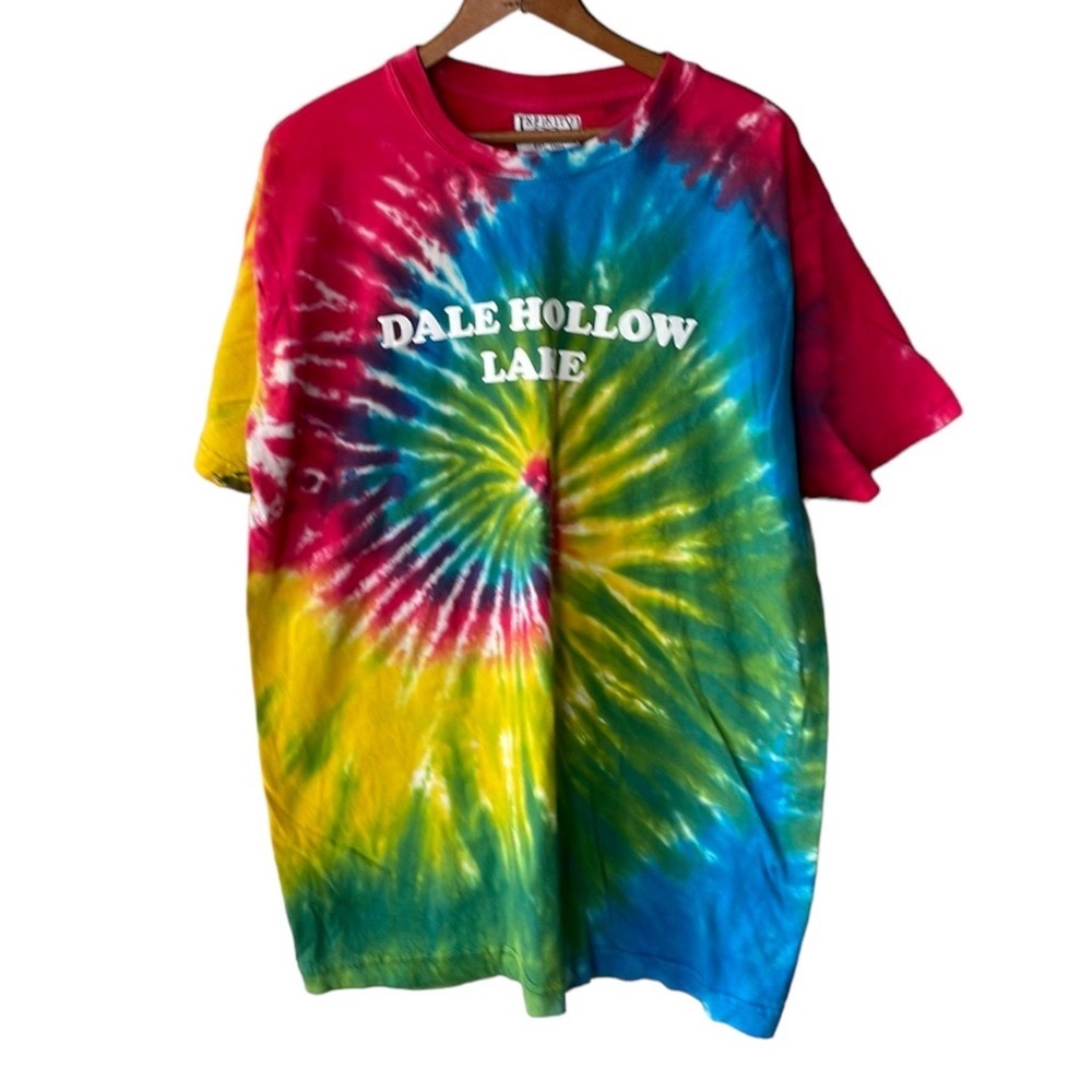 Vintage Oversized Tie Dye 100% Heavyweight Cotton Camp Tee Shirt Size Large